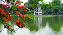 Turtle Tower on the Hoan Kiem Lake in Hanoi