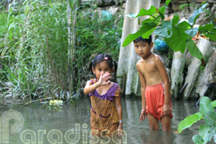 Kids on the Mekong River near Can Tho, Vietnam