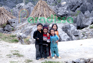 Hmong Children at Dong Van Rock Plateau