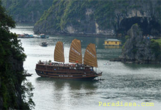 Junk cruise in the tranquility at Bo Nau Cave of Ha Long Bay