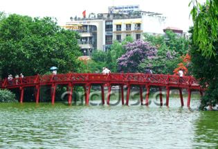 The The Huc Bridge Hanoi Vietnam