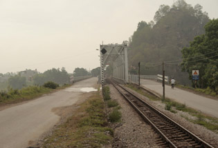 Rail track on the Ham Rong Bridge
