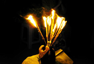 Torch from coconut palms