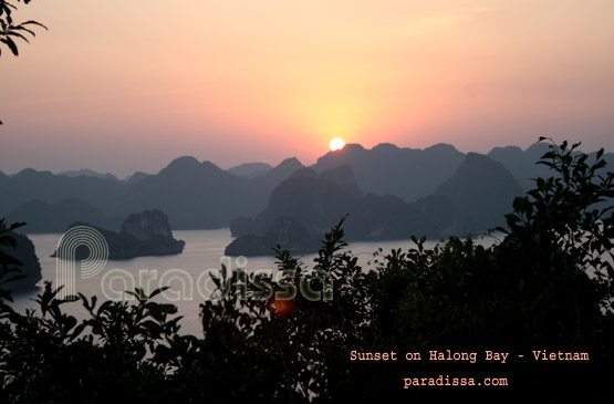 Superb sunset on Halong Bay Vietnam