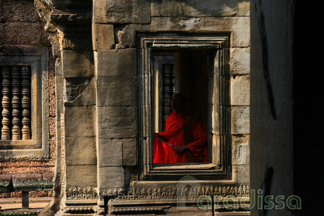 A Budhhist monk at the Banteay Samre Temple, Siem Reap, Cambodia