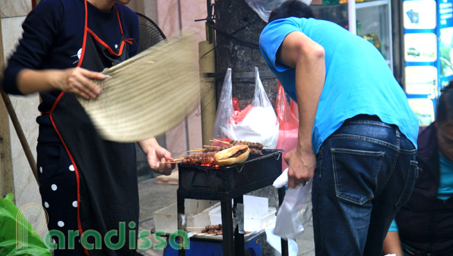 Grilling food on the street