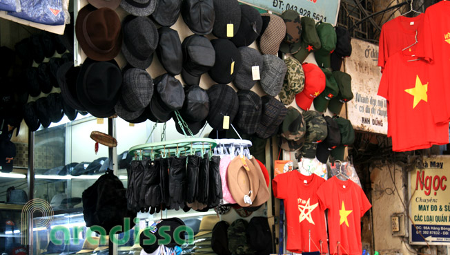 a hat shop in Hanoi Old Quarter