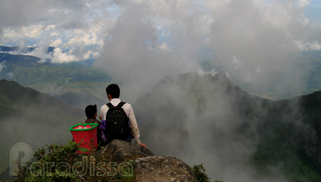 A break after scaling the summit of Bach Moc Luong Tu