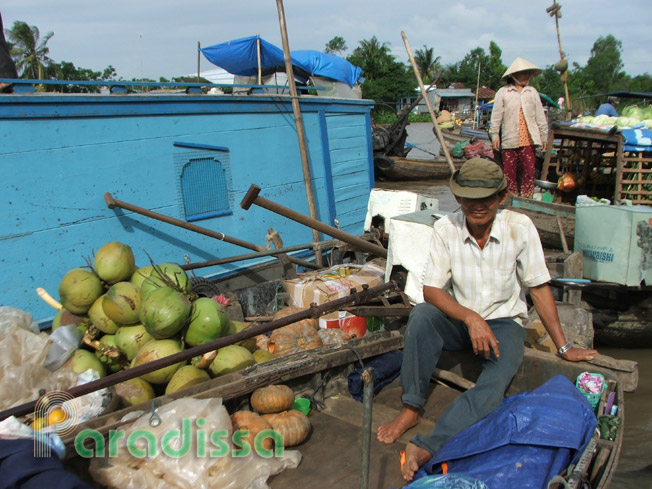 A merchant boat on the Mekong River