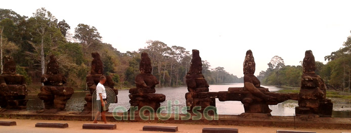 Mythical statues at the South Gate of Angkor Thom