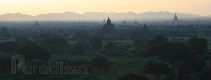 The plain of Bagan at dusk