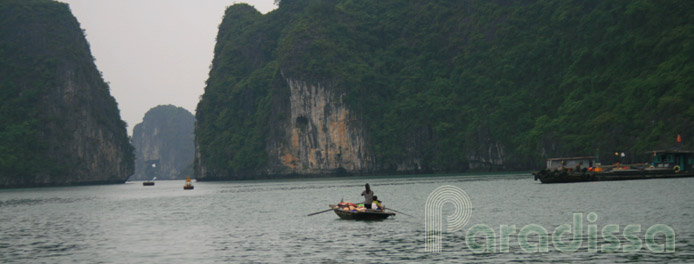 A rowing boat on Halong Bay