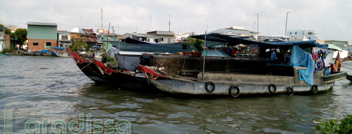 Boats on the Mekong River at Vinh Long