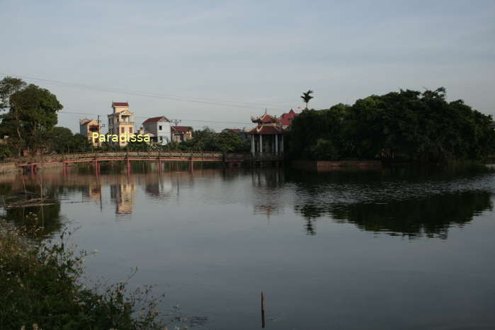 The Lake with a pavilion in front of the Tieu Son Pagoda
