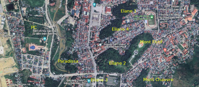 Positions of Eliane Group and PC in the Battle of Dien Bien Phu