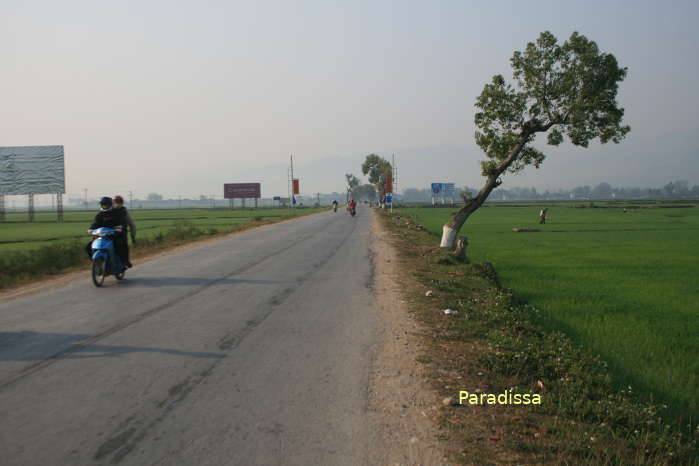 south of the Muong Thanh Valley with a road heading to the Laotian border