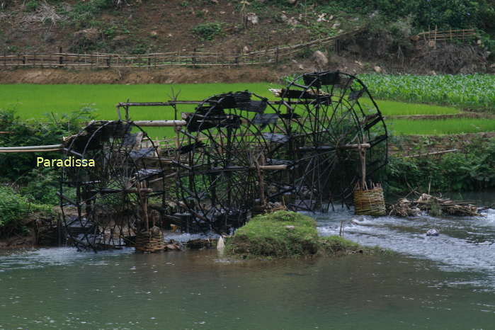 Water wheels near the Tham Pua Cave