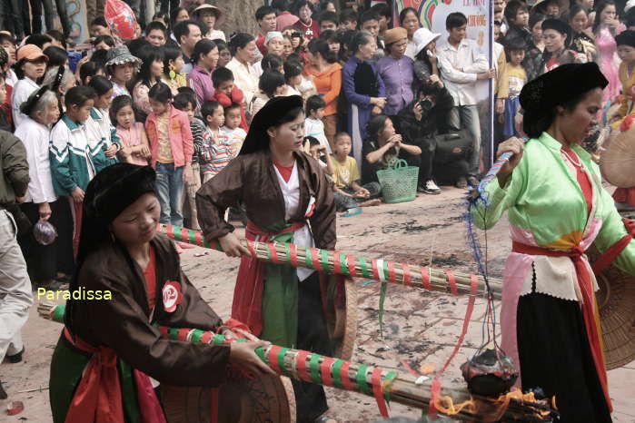 Ladies at a traditional game at a Chuong Village festival