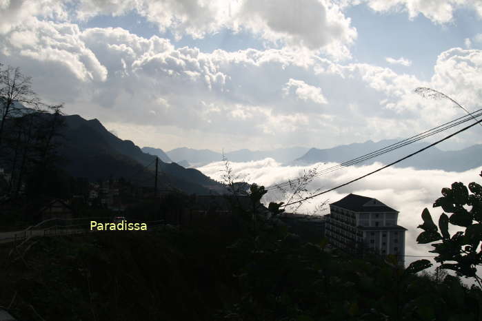 White clouds over the Muong Hoa Valley in Sapa Vietnam in February 2024
