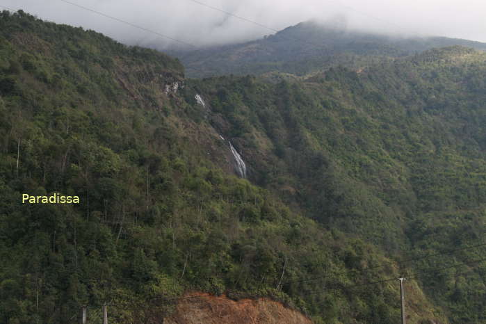 A view of the Silver Waterfall in Sapa from the O Quy Ho Pass