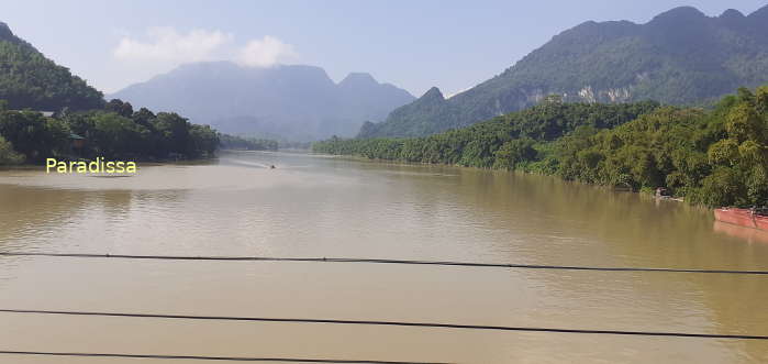 Spectacular landscape of the Ma River at Cam Thuy District (Thanh Hoa Province) viewed from the La Han Bridge