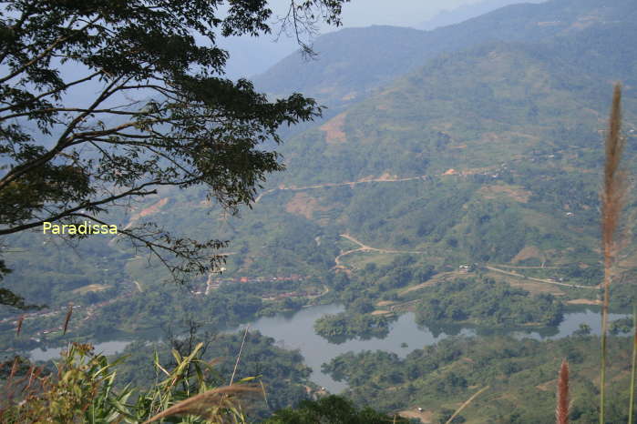 An aerial view of the Na Hang Reservoir in Tuyen Quang Province