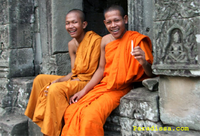 Monks at Angkor Wat Temple Monks at Angkor Wat Temple