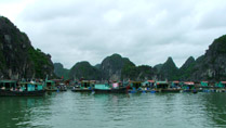 A floating village on Lan Ha Bay near Cat Ba Island, Hai Phong