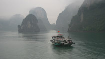 a foggy day on Halong Bay