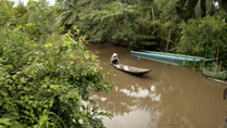 A rowing boat on the Mekong at Kien Giang
