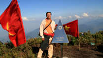 On the summit of Mount Lao Than in Lao Cai Vietnam