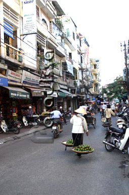Street in the Old Quarter of Hanoi Vietnam