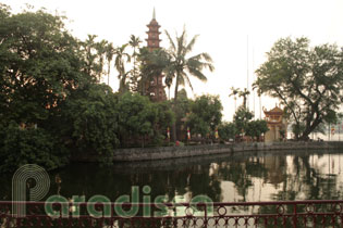 Tower in the back garden of the Tran Quoc Pagoda in Hanoi, Vietnam