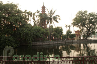 Tower in the back garden of the Tran Quoc Pagoda in Hanoi, Vietnam