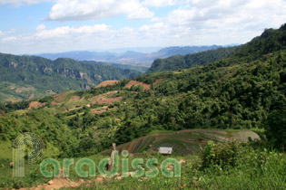 Scenic landscape on the trek to the summit of Mount Pha Luong