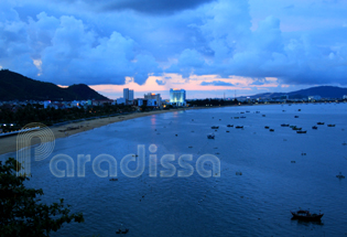 Quy Nhon City, Binh Dinh Province, Vietnam at night