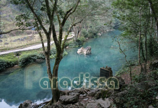 The stream of which water comes ouf of the mountains, Pac Bo - Cao Bang - Vietnam