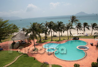 View of Con Son Bay from a beach resort