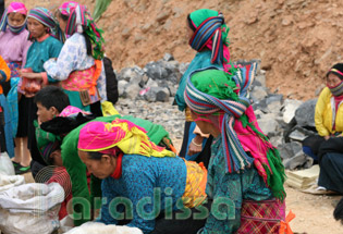 Des dames Hmong au marché de Ma Le