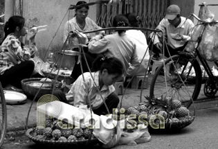 Street dining in Hanoi Vietnam