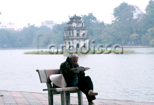 Reading by the Hoan Kiem Lake