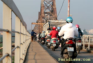 Biking the Long Bien Bridge