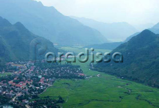 The scenic mountain town of Mai Chau Hoa Binh Vietnam