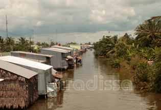 Houses on stilts in the coutryside of Kien Giang