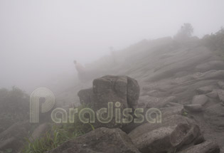 A foggy and rocky path to the summit of Yen Tu Pagoda - Quang Ninh