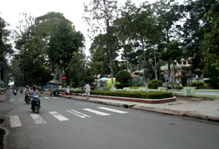 Streets of Tra Vinh are lined with timber trees