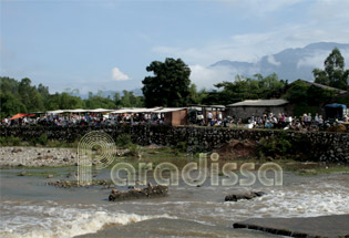 Market by a river