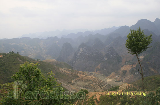 Dry mountains at Lung Cu in Ha Giang Vietnam