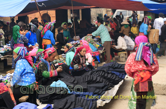 Fabric shops at Dong Van Market