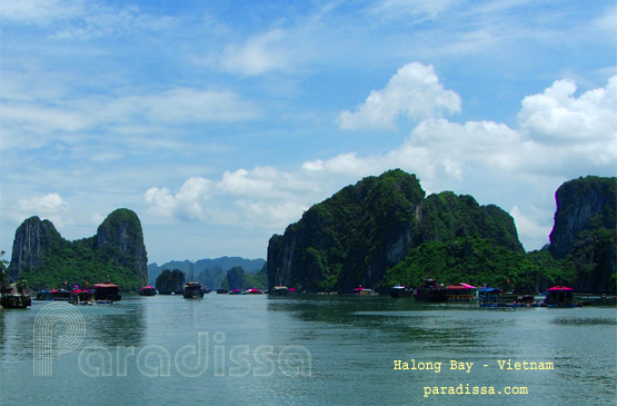 The gateway to the cragged rocks of Halong Bay, Vietnam